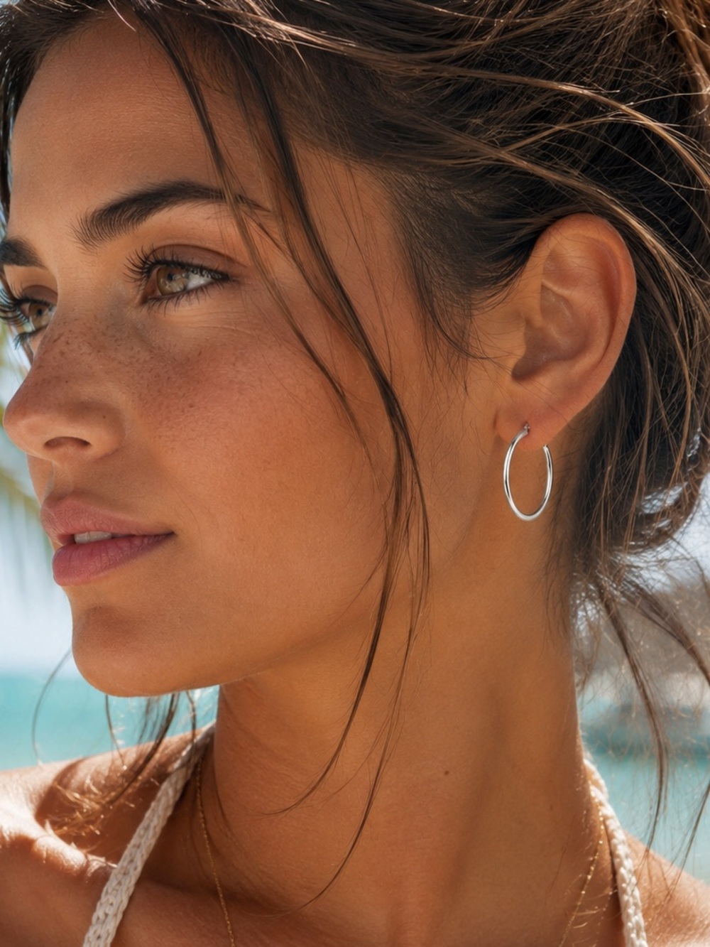 1" Sterling Silver Plated Hoops Saddleback Earrings